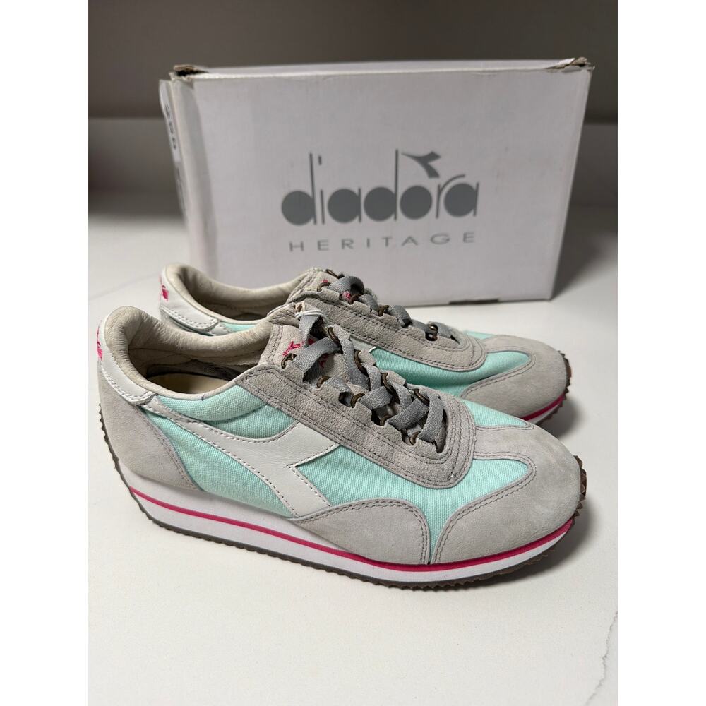 Diadora Heritage Equipe W SW HH Sneakers Womens 5.5 Sky Blue White Suede NWT